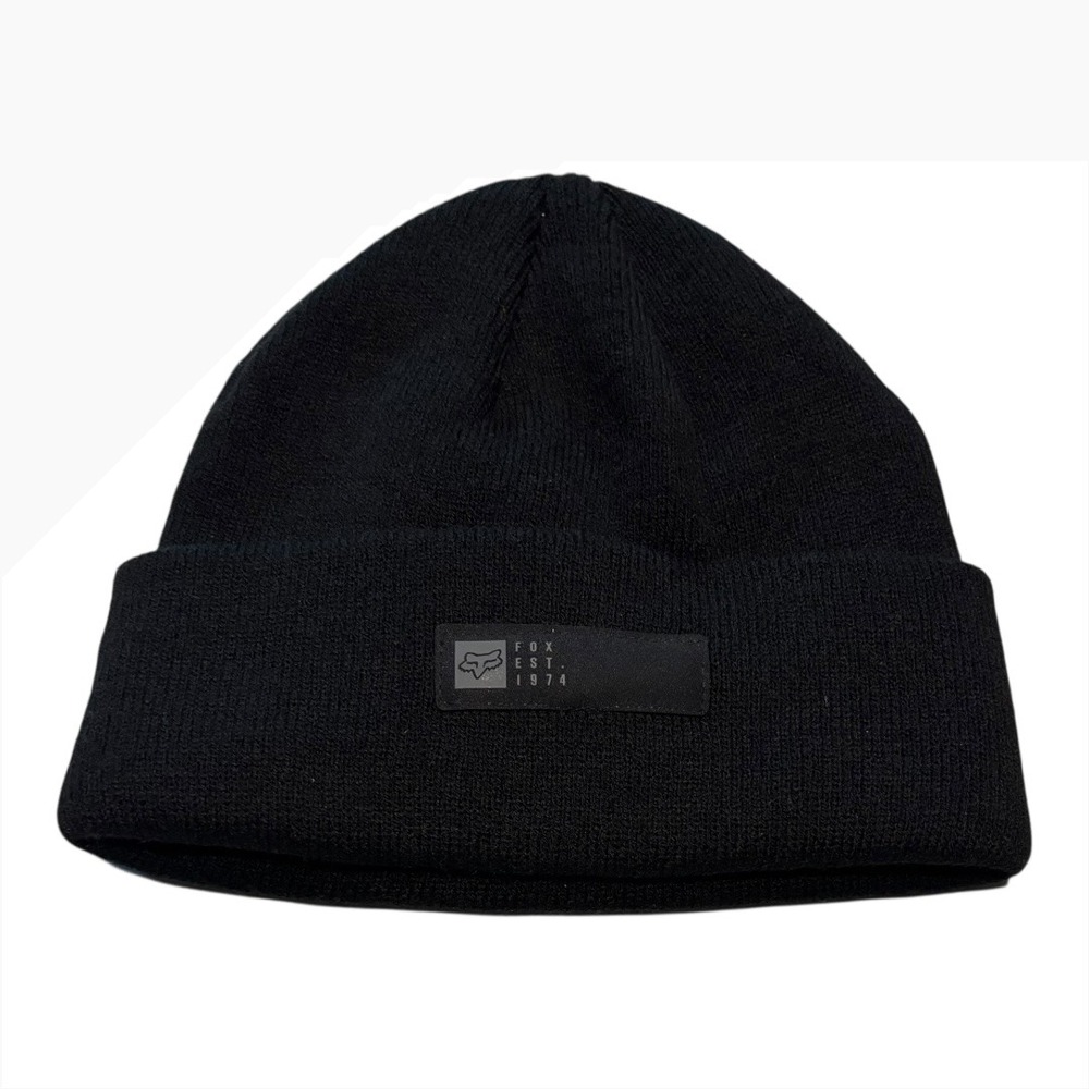 Fox Racing Black Knit Beanie Hat Kids Youth Cuffed Logo Patch